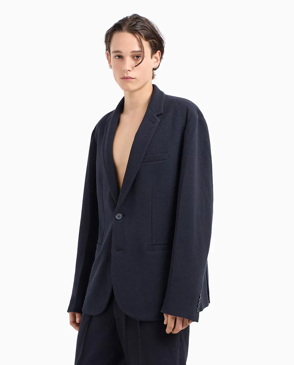 

Мужской пиджак из эластичной ткани пике Armani Exchange, темно-синий