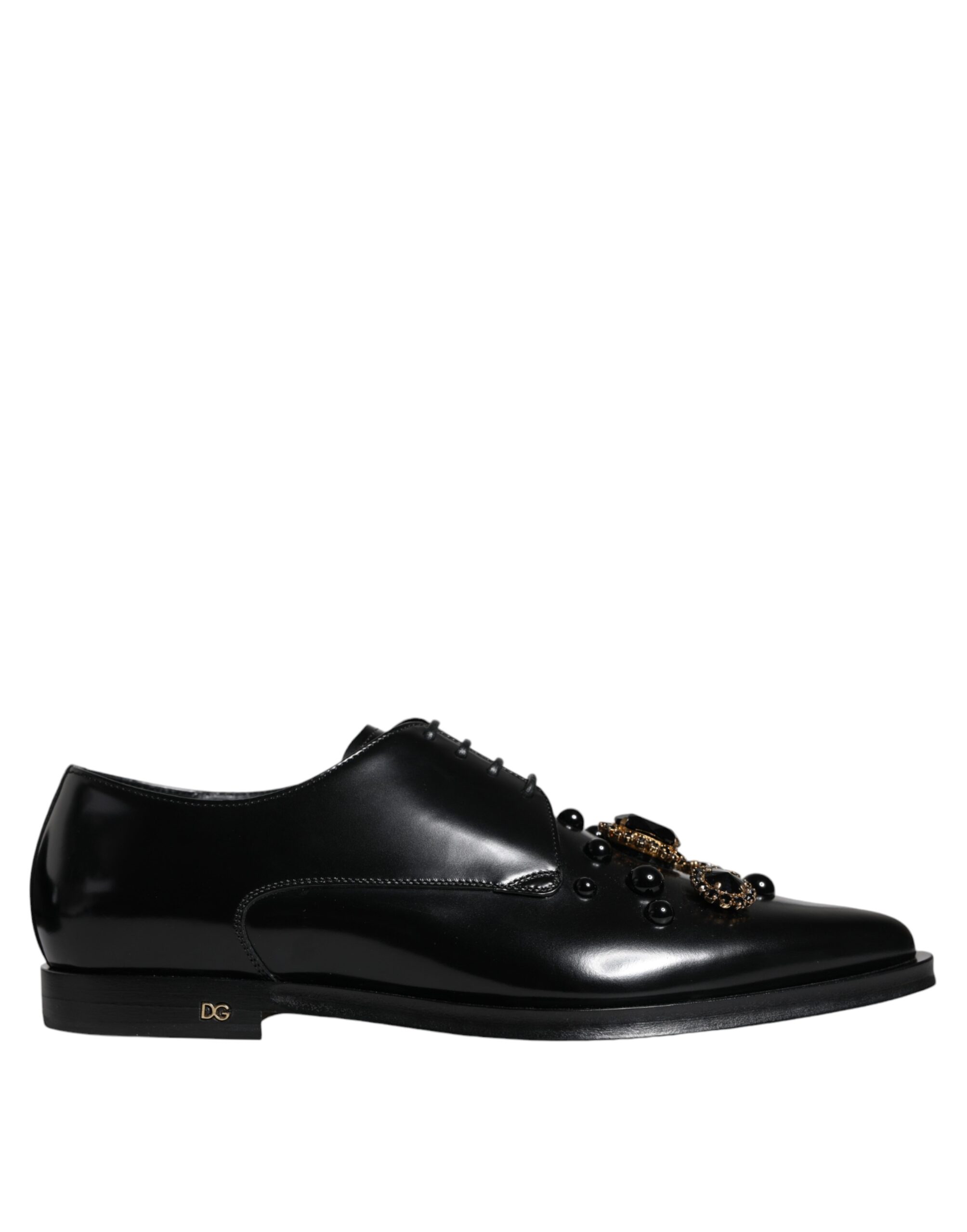 

Черные кожаные туфли с кристаллами на шнуровке Dolce & Gabbana