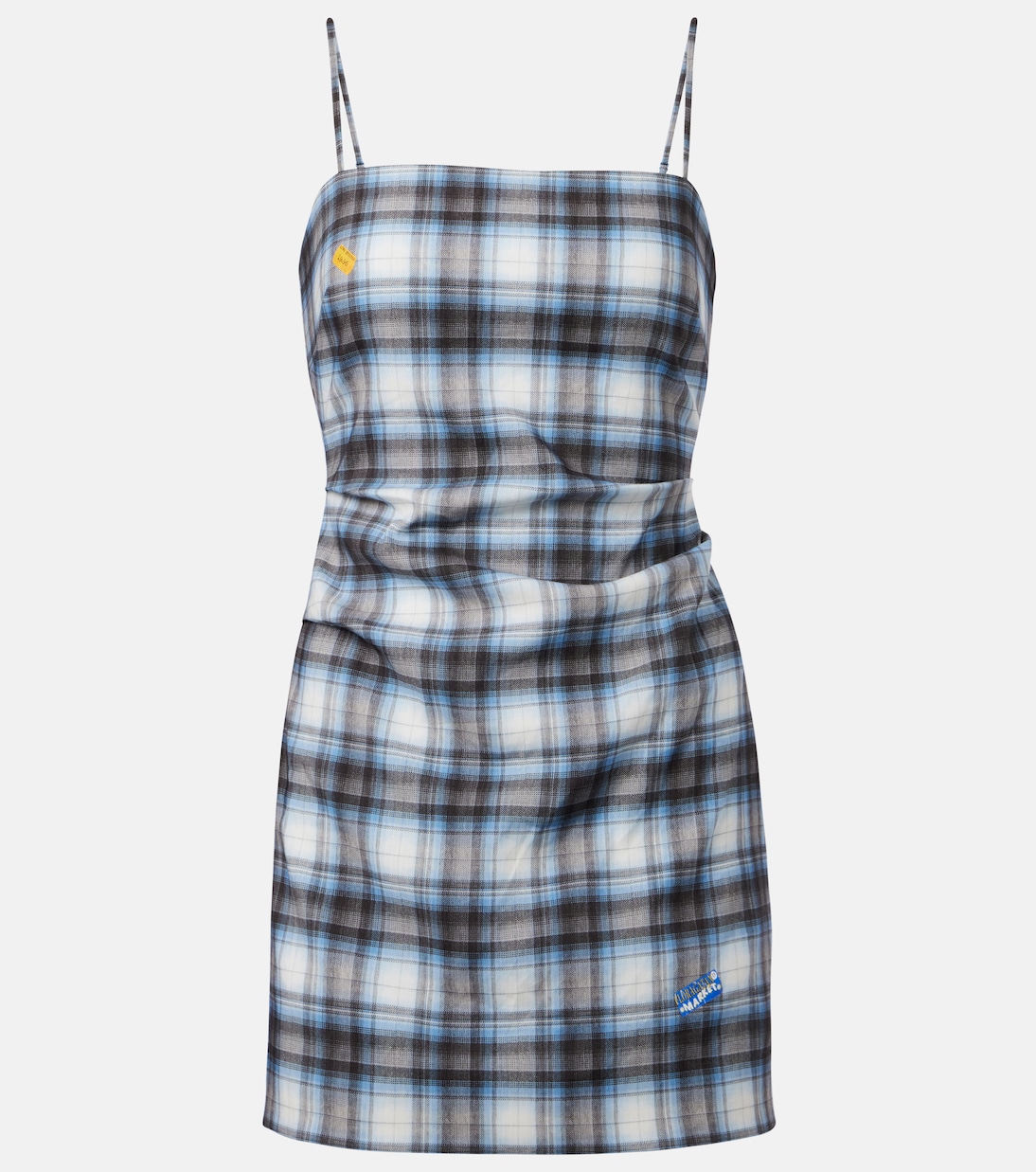 

Клетчатое мини-платье из смесового льна Acne Studios, Blue/Black