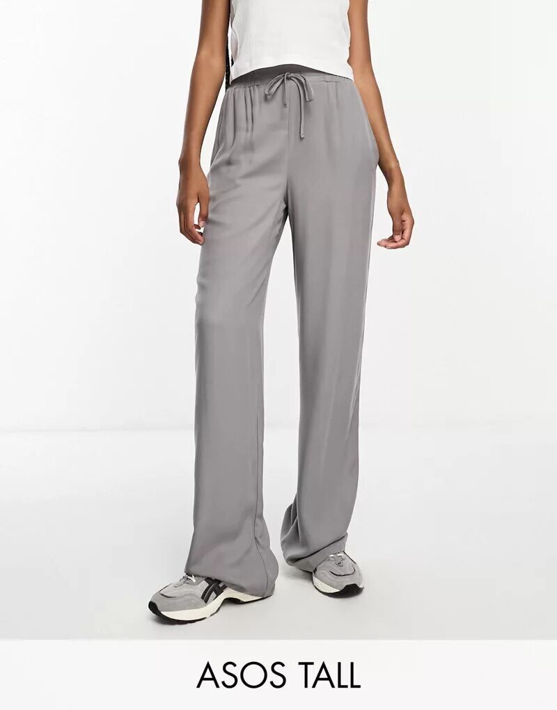

Серые брюки без застежки ASOS Tall, Серый, Серые брюки без застежки ASOS Tall