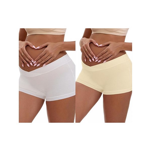 

2 упаковки женских низких трусиков-шорт для беременных под живот Inspire Chic, Beige White