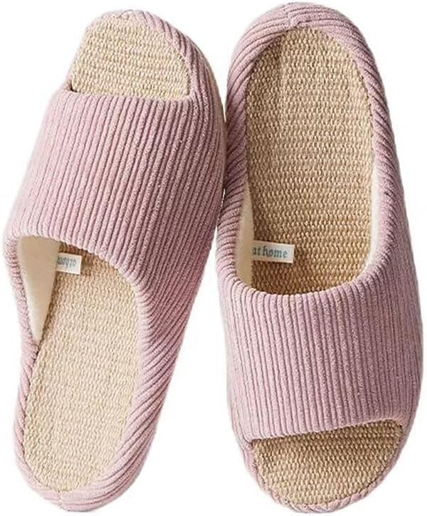 

Мужские и женские льняные домашние тапочки с эффектом памяти, облако-теплые тапочки, вельветовые сандалии Fuhuaqi, розовый