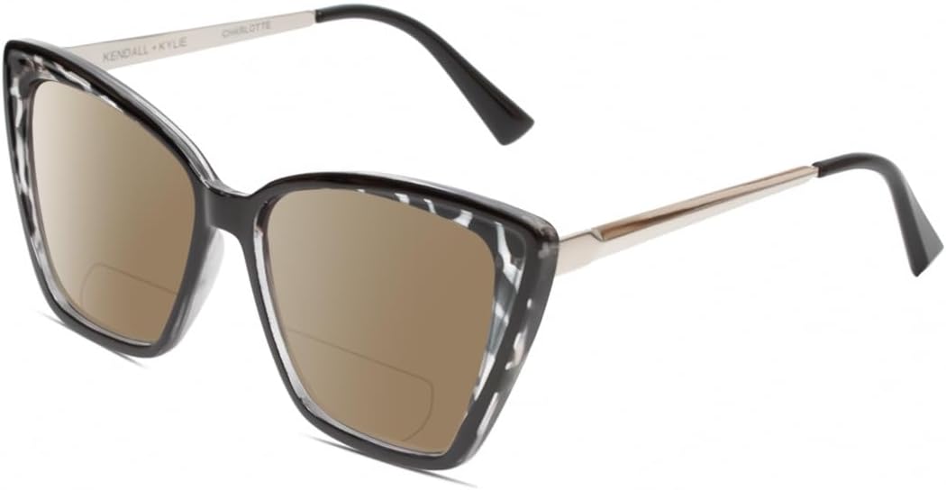 

Солнцезащитные очки Calabria K+K CHARLOTTE «Кошачий глаз», поляризованные, бифокальные, для чтения, модные, женские, солнцезащитные очки с защитой от УФ-излучения, Marble Black Clear Crystal/Amber Brown Lens