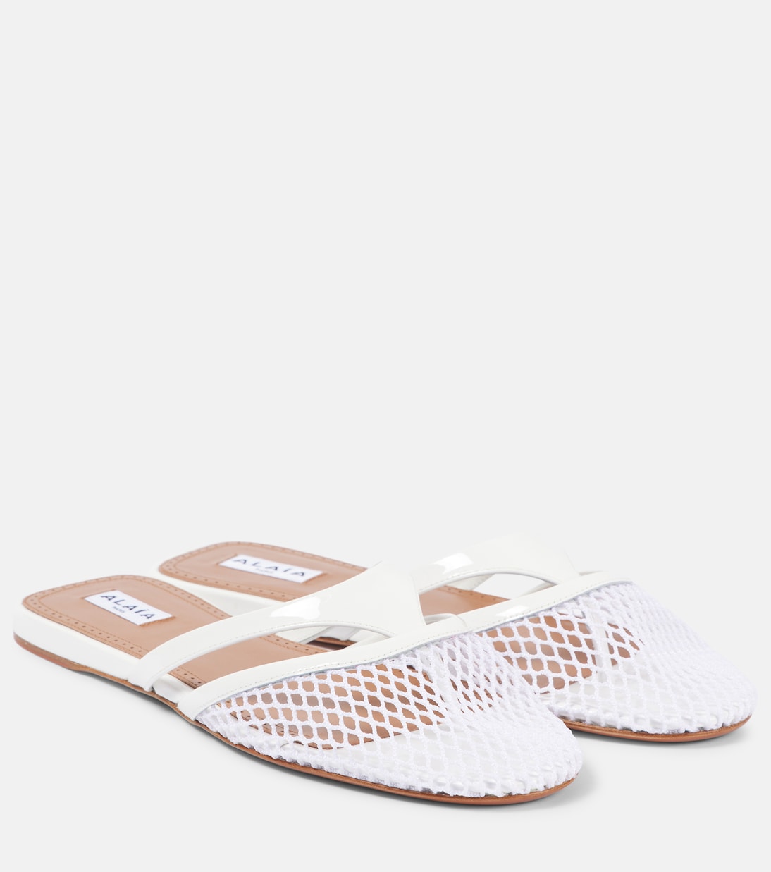 Инфрадито мюли из кожи с сеткой Alaïa, Blanc Optique