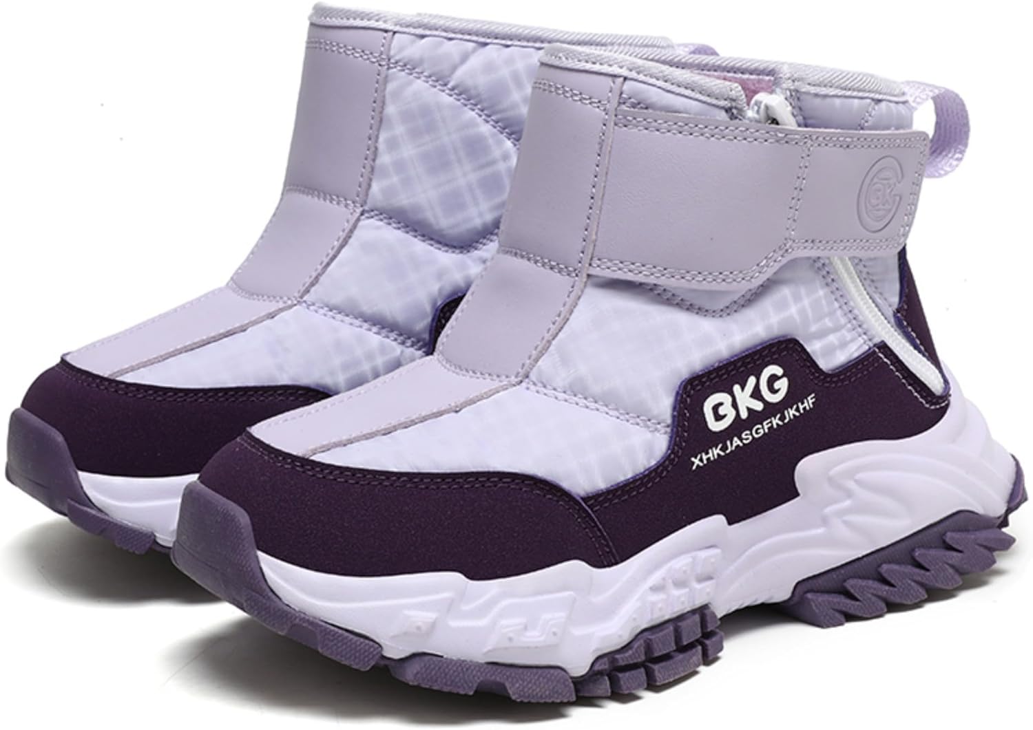 

Детские зимние ботинки на снег, водонепроницаемые, для мальчиков и девочек, детей и подростков, с противоскользящей подошвой, застежкой-липучкой и молнией, с утепленной подкладкой для активного отдыха на холоде BKGywcs, Light Purple