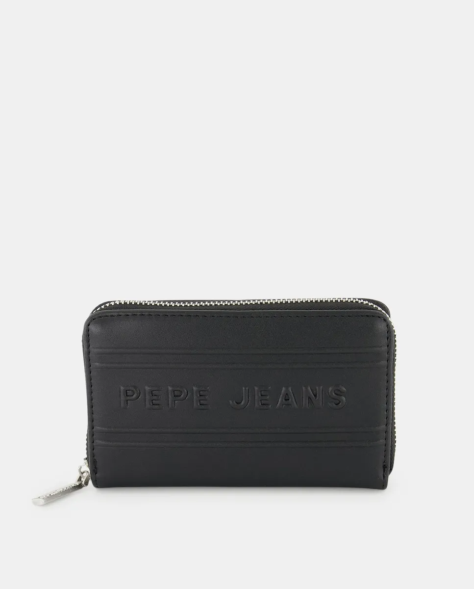 

Женский прямоугольный кошелек Marrel с центральным логотипом в тон и молнией Pepe Jeans, черный