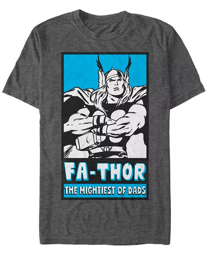 

Футболка мужская Marvel Classic Comics Thor Mightiest Of Dads Poster с коротким рукавом Fifth Sun, серый