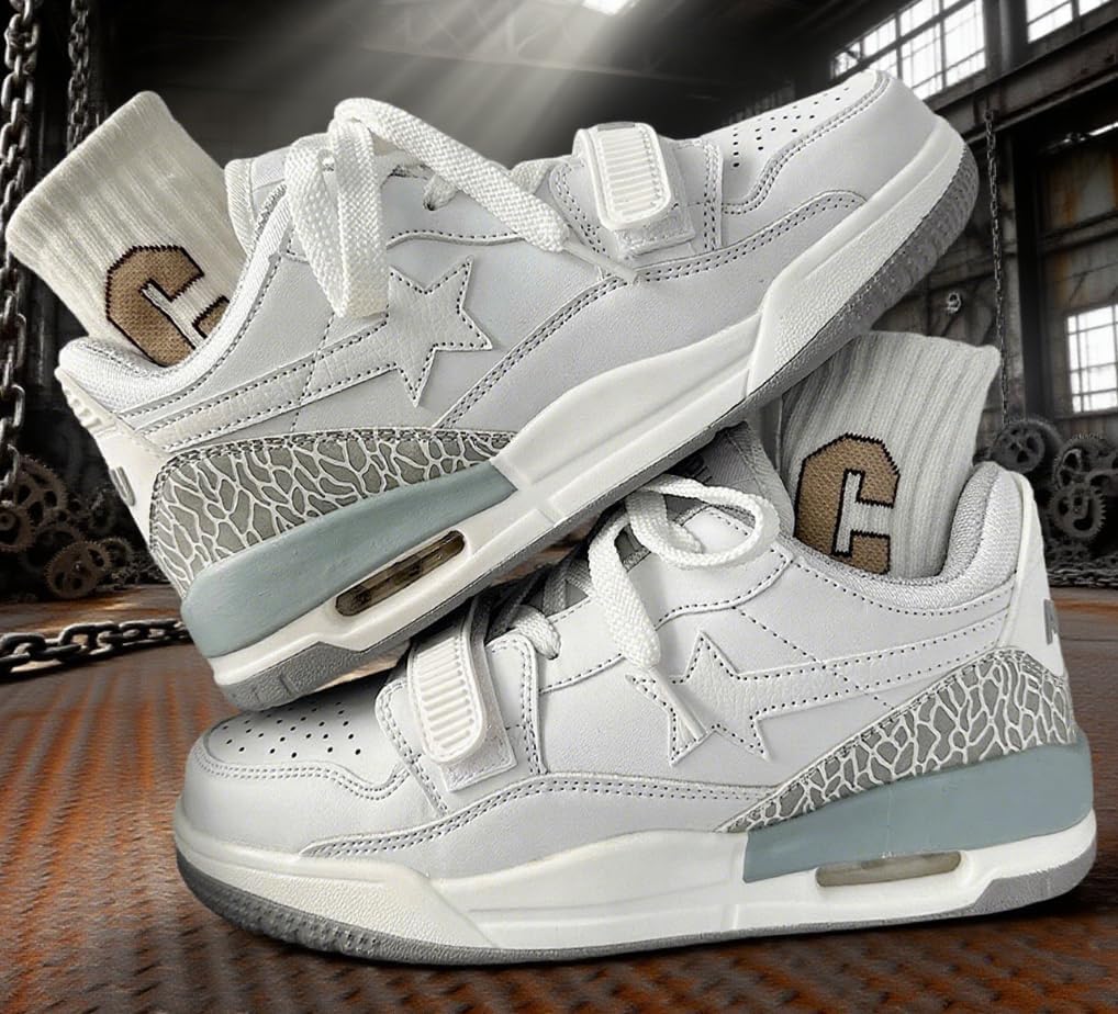 Женские и мужские высокие кроссовки на платформе Star Chunky с воздушной подушкой, удобной толстой подошвой для повседневной уличной носки Zqw, белый — фото 3
