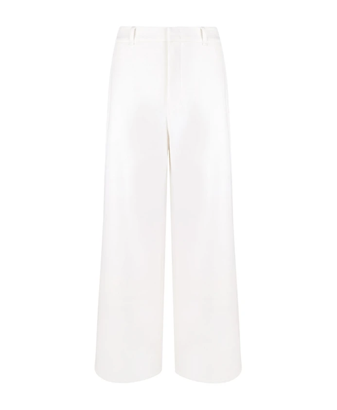 

Белые трикотажные брюки с широкими штанинами Max Mara, белый