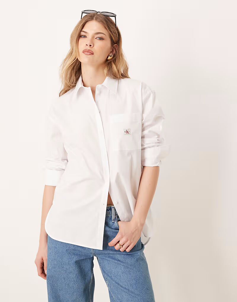 

Рубашка свободного кроя Calvin Klein Jeans белого цвета