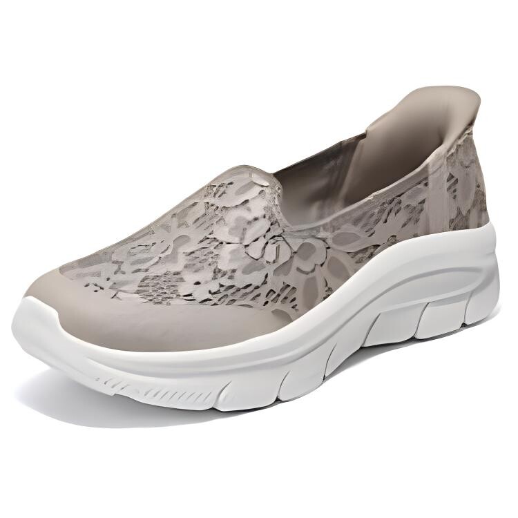 Современные удобные женские повседневные туфли женские серо-коричневые Skechers — фото 3