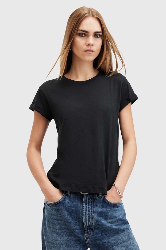 

Хлопковая футболка Anna Tee Allsaints, черный