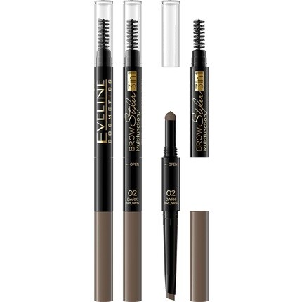 Многофункциональный стайлер для бровей 3в1 темно-коричневый, Eveline Cosmetics — фото 2