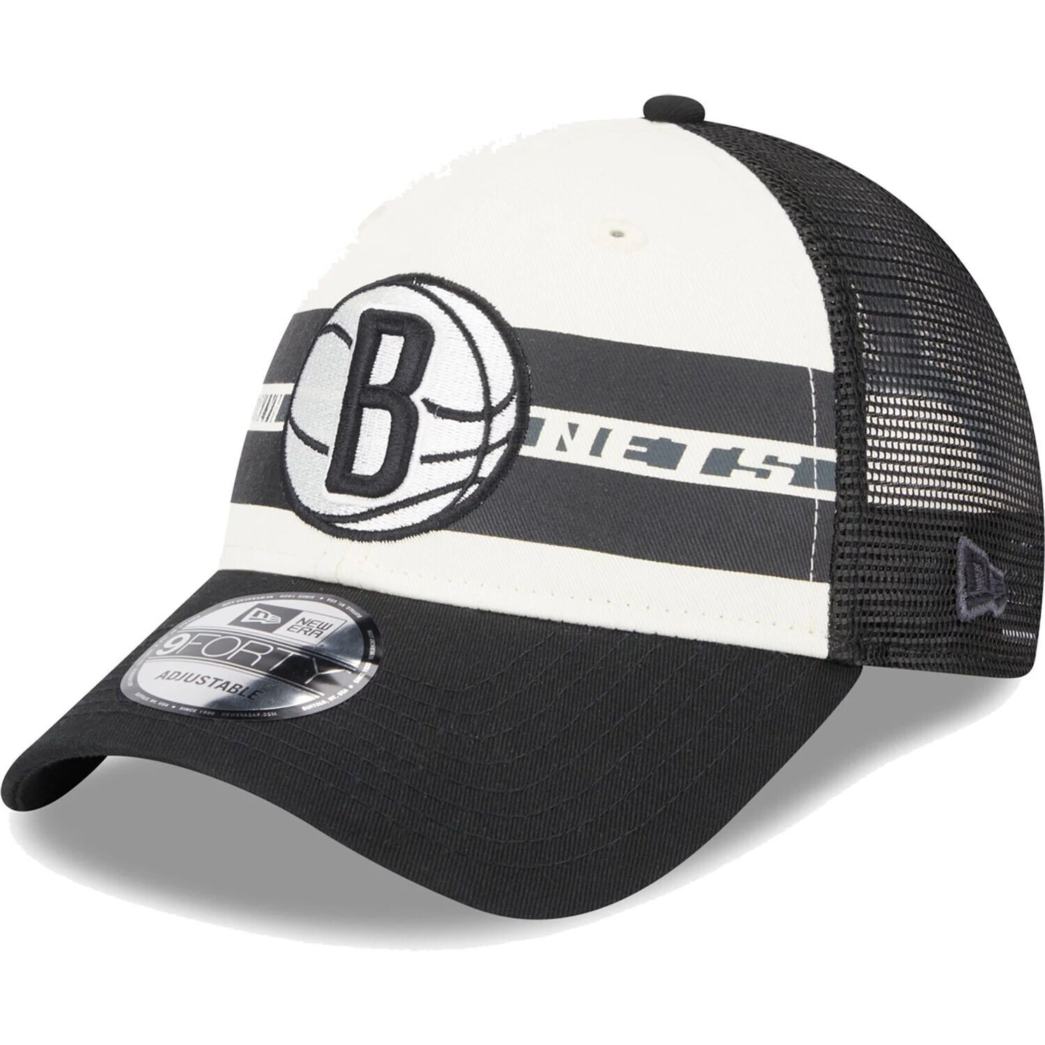 

Мужская кепка New Era Brooklyn Nets с черными полосками 9FORTY Trucker Snapback