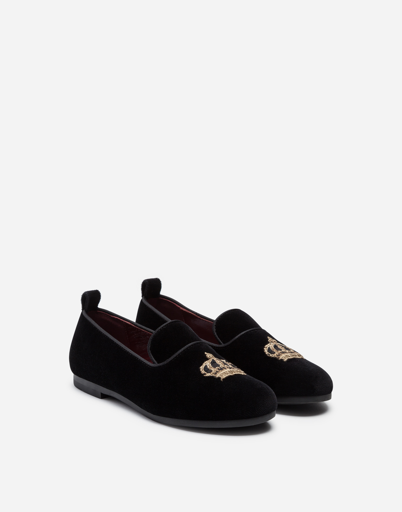 Вельветовые тапочки с нашивкой в виде короны Dolce&Gabbana, черный — фото 2