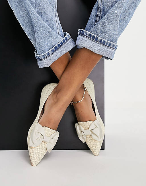 ASOS DESIGN Балетки Lake с заостренными краями из натуральной рафии — фото 2