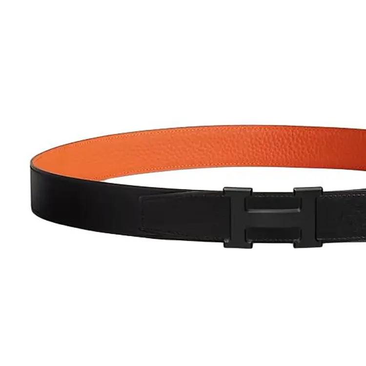 HERMES Мужской кожаный ремень из телячьей кожи черный, Black — фото 4