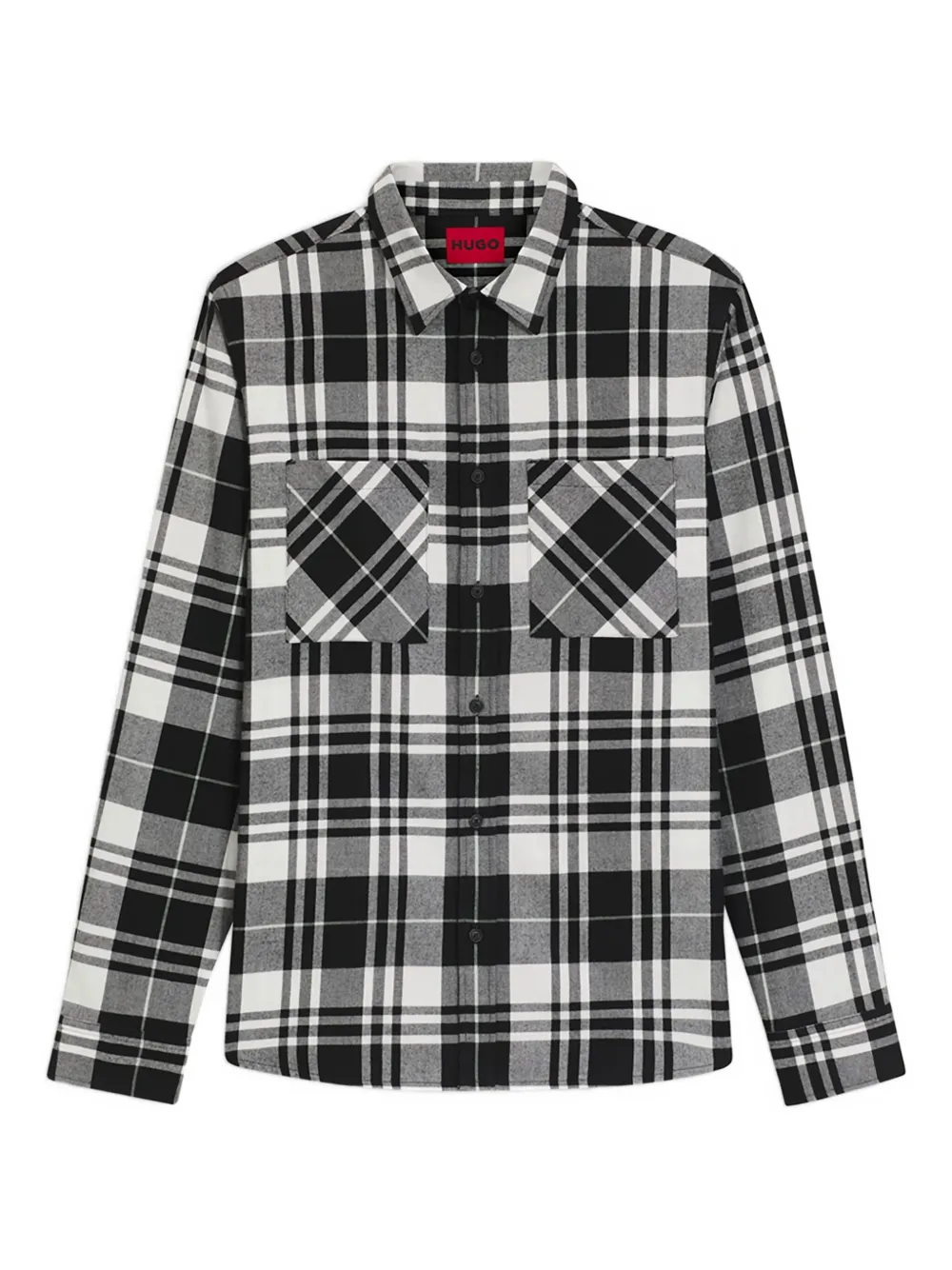 

Рубашка в клетку с карманом Hugo, черный