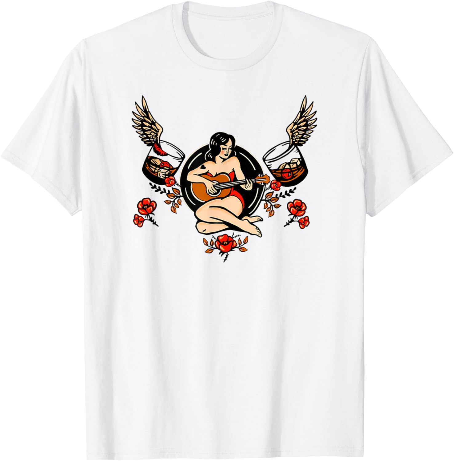 

Сексуальная винтажная футболка с изображением девушки в стиле пин-ап, играющей на гитаре, голубая, размер S Sexy Vintage Pinup Girls, Cool Guitars & Whiskey