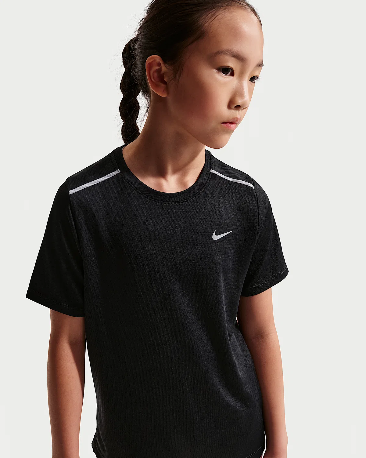 Детская футболка Nike Miler Dri-FIT с коротким рукавом, Black/Heather — фото 2