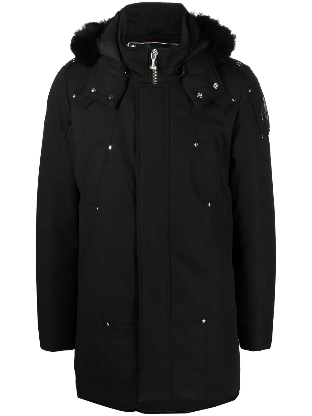 

Парка с воротником из овчины Moose Knuckles, черный