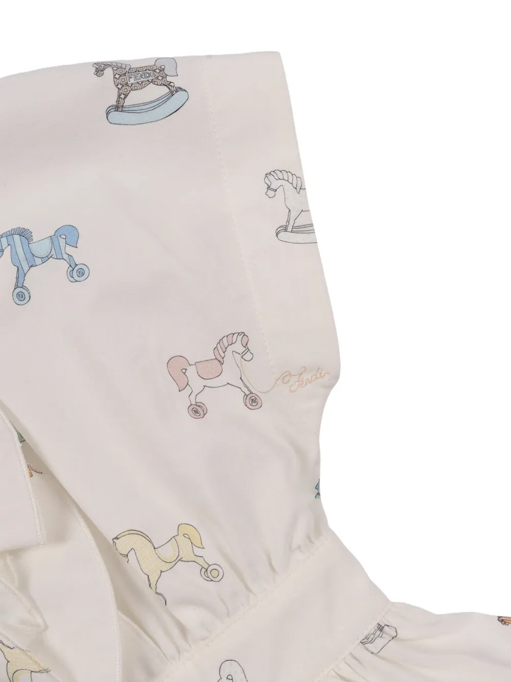 Платье с принтом лошадей Fendi Kids, бежевый — фото 3