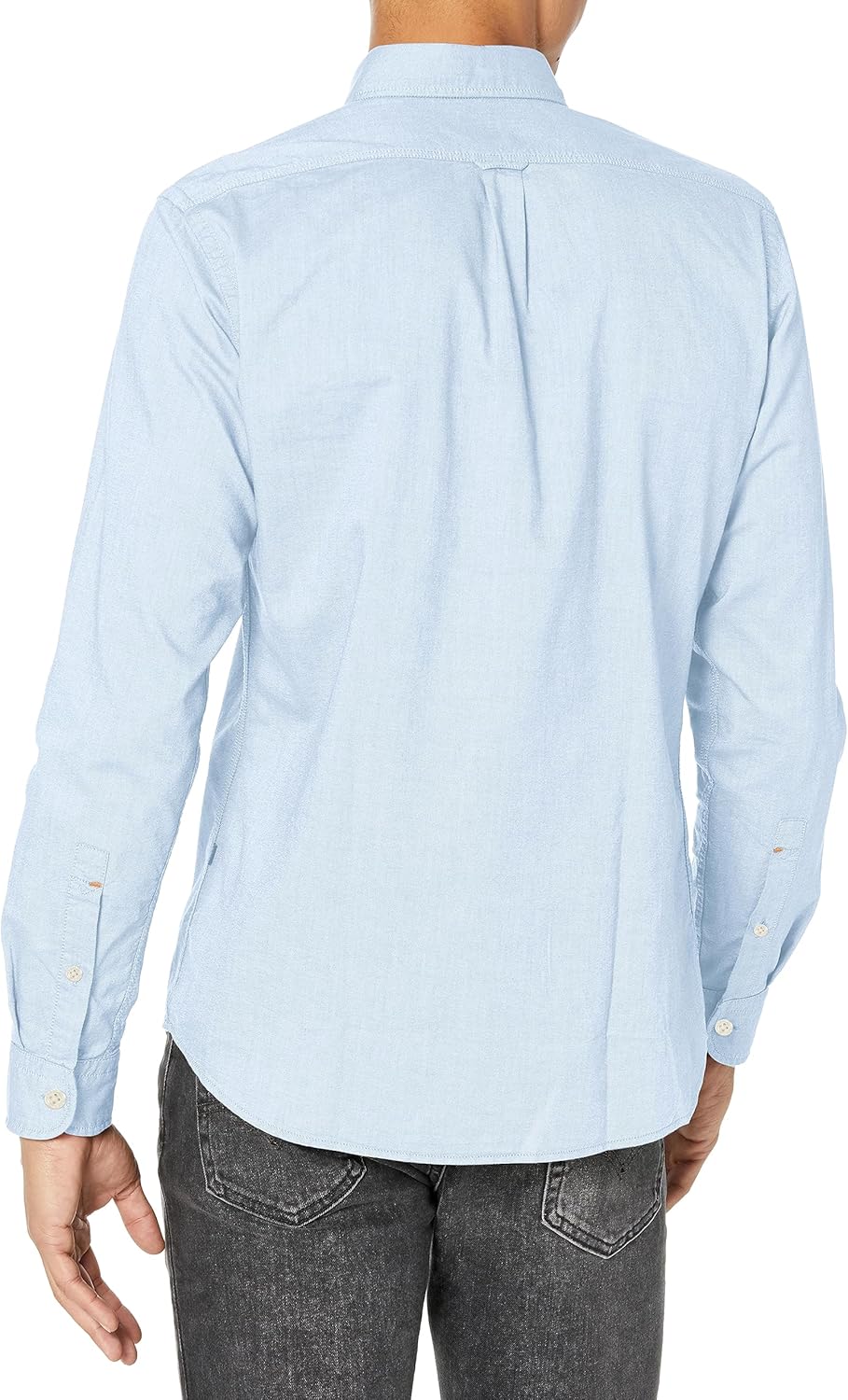 BOSS Мужская однотонная хлопковая оксфордская рубашка на пуговицах, Light Blue — фото 2