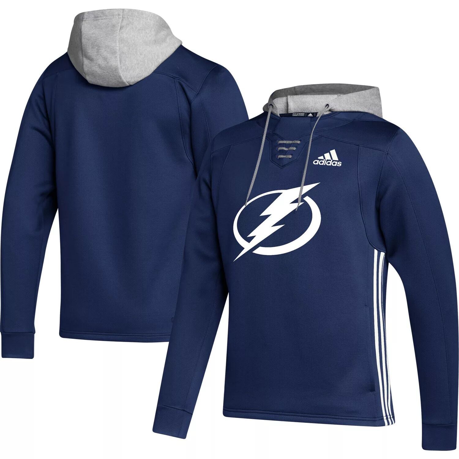 

Мужской синий пуловер с капюшоном Tampa Bay Lightning Skate Lace AEROREADY Team adidas