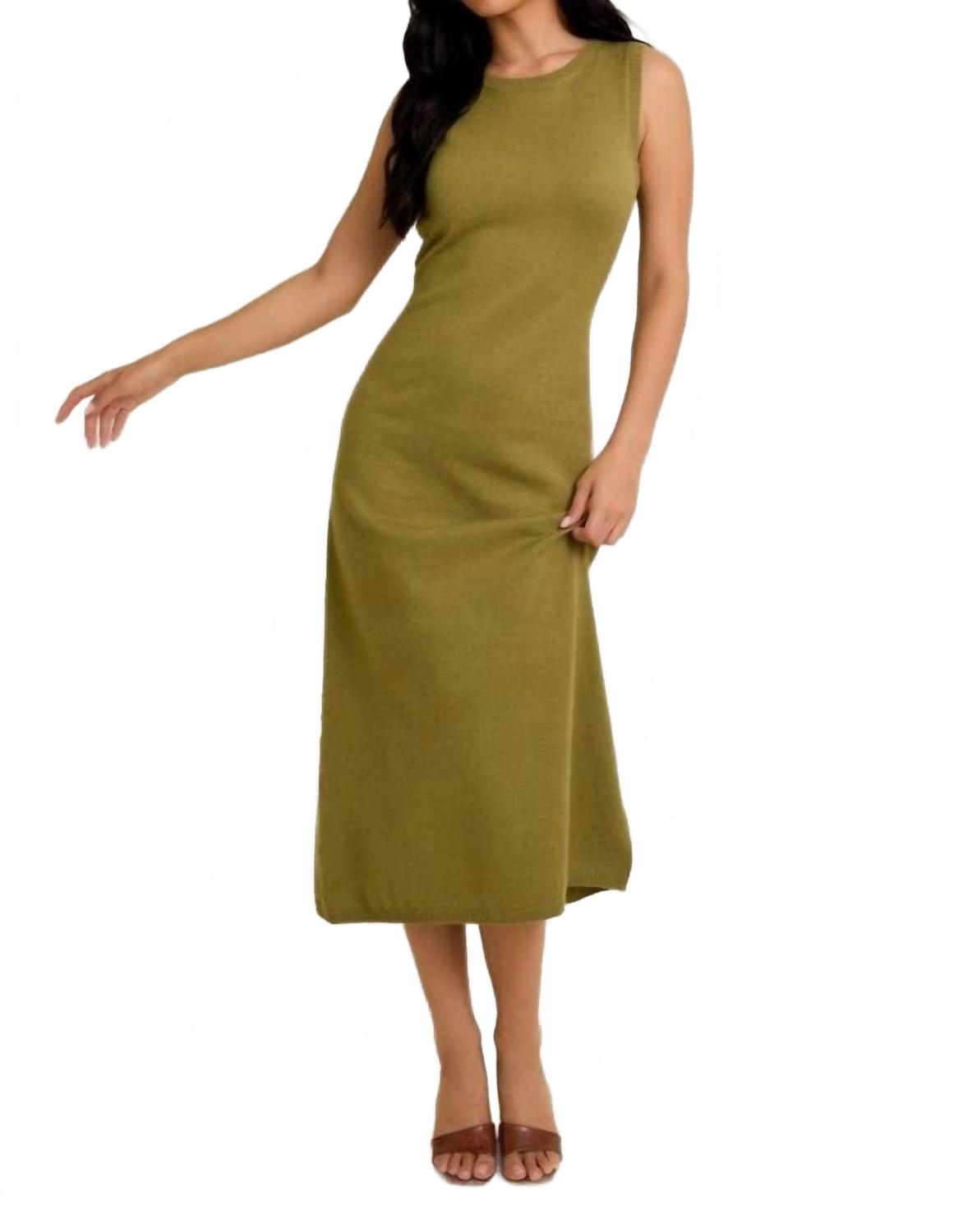 

Платье миди с круглым вырезом, без рукавов, с завязками на спине, оливкового цвета Le Lis, оливковый