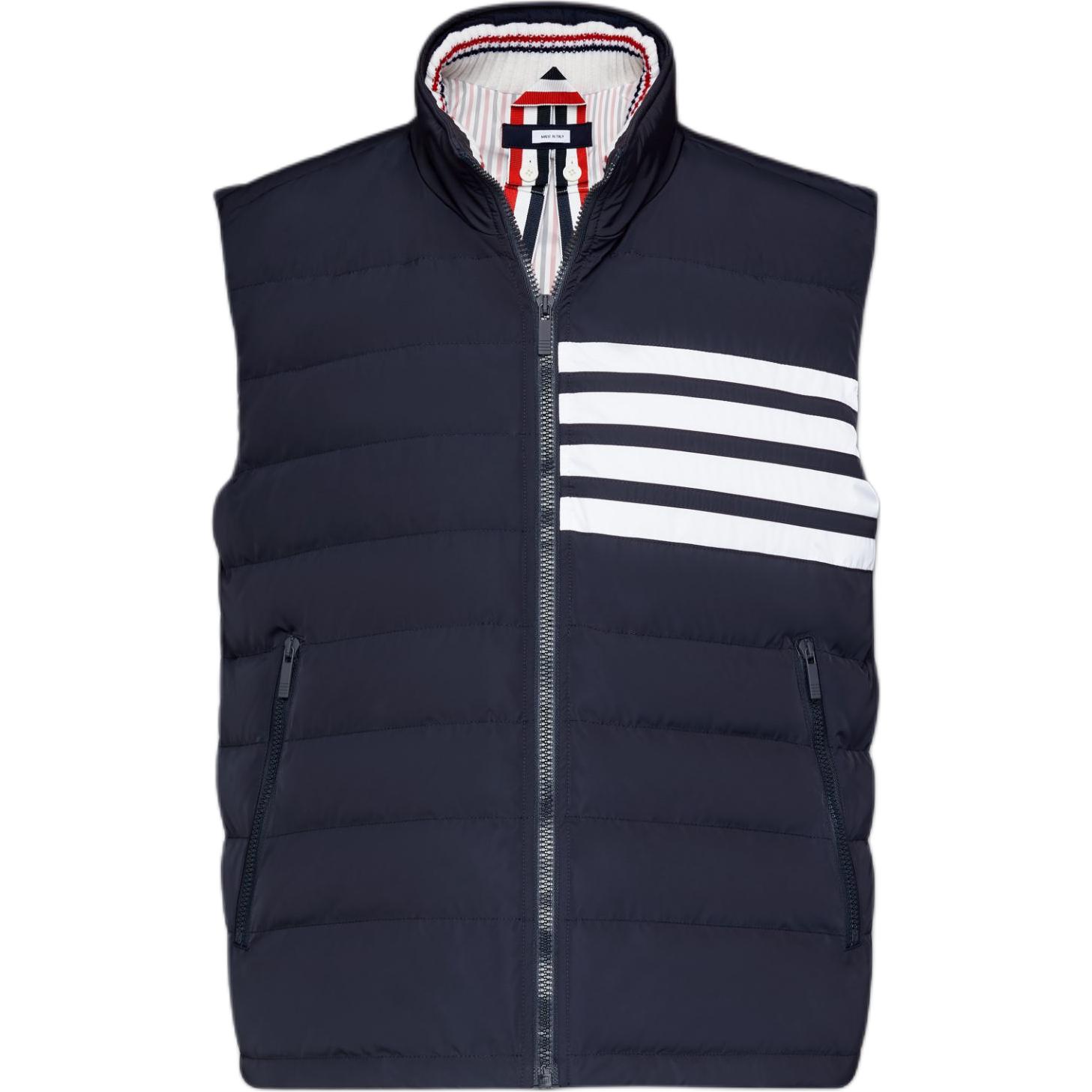 

Горнолыжный жилет с 4 планками и твиловым пуховым наполнителем THOM BROWNE, Marine Blue, Коричневый, Горнолыжный жилет с 4 планками и твиловым пуховым наполнителем THOM BROWNE, Marine Blue