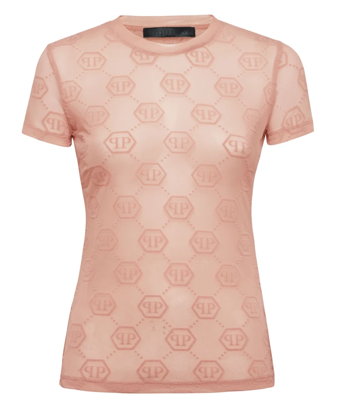 

Футболка приталенного кроя с монограммой Philipp Plein, розовый