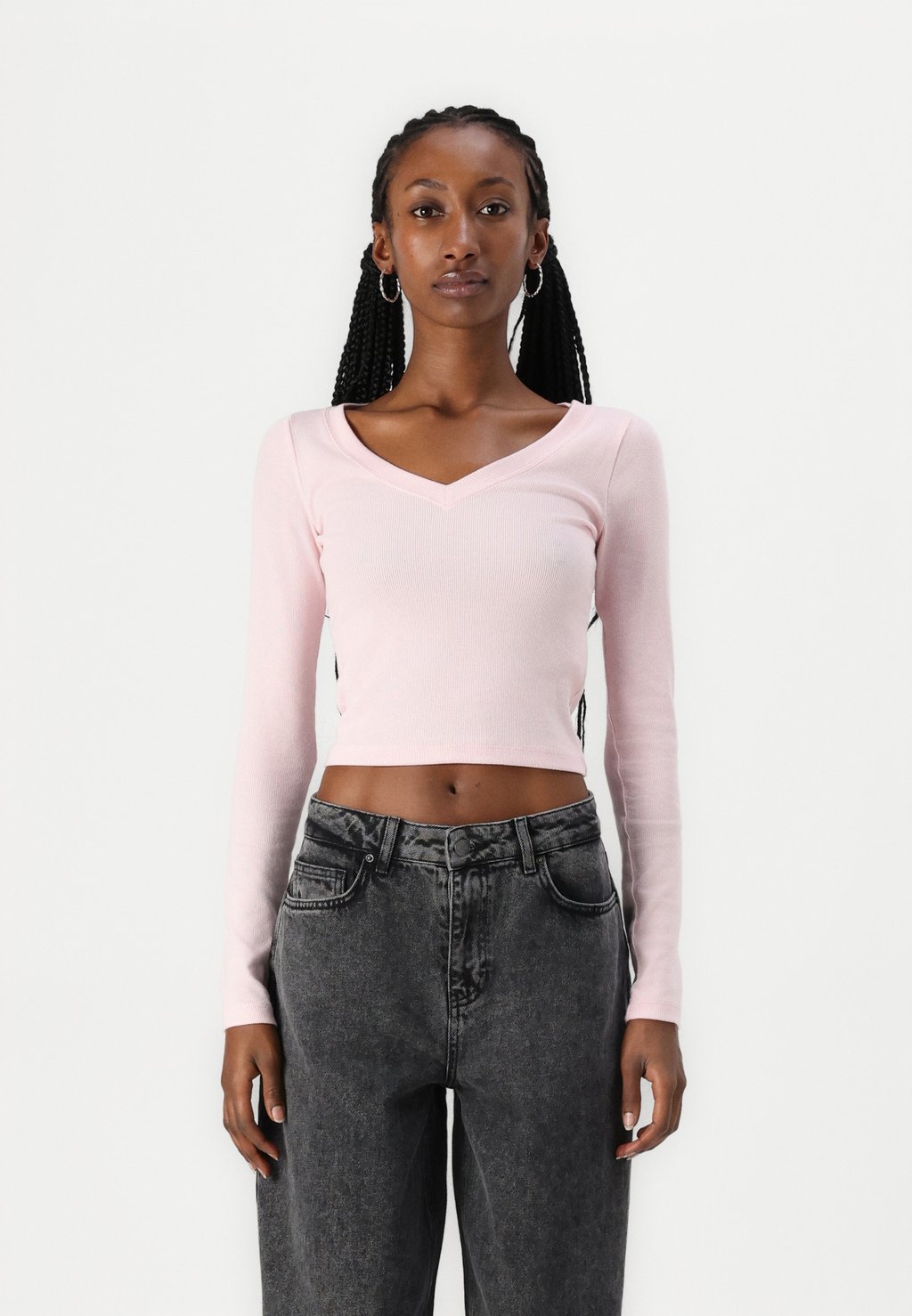 

Топ с длинными рукавами V NECK Hollister Co., розовый