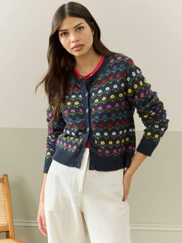 

Кардиган из чистой шерсти folk fair isle Brora, темно-синий