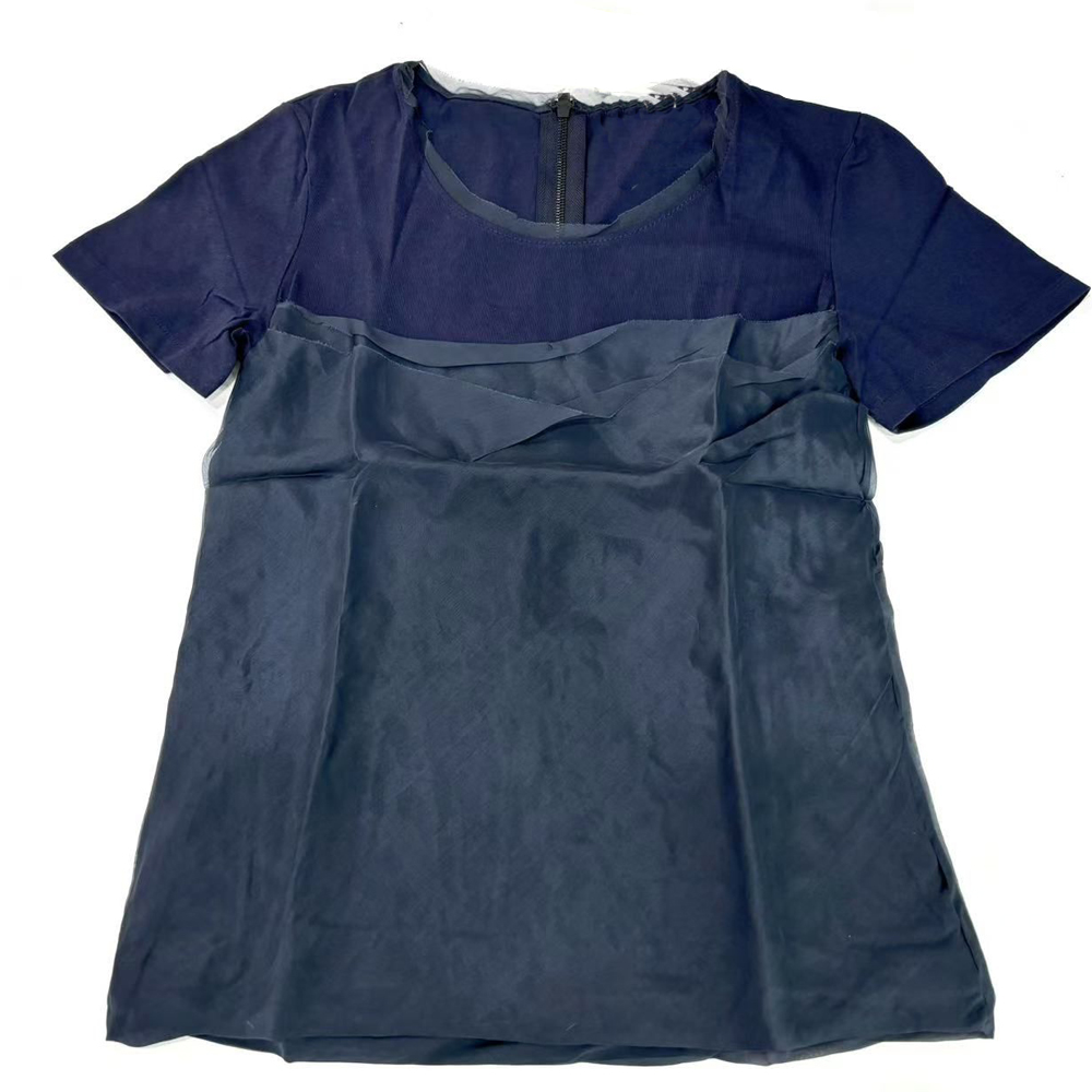 

Chloé Футболка Chloe с круглым вырезом и аппликацией из шелковистого шелка Mulberry с короткими рукавами, женская, темно-синяя