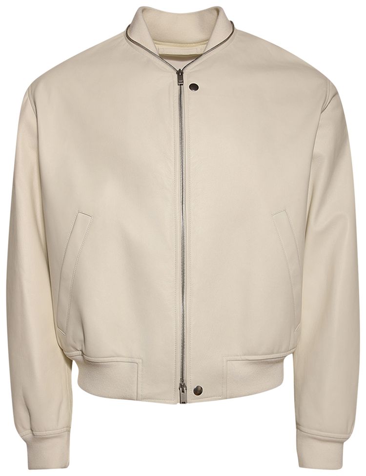 

Куртка Jil Sander Leather Bomber Jacket 'Porcelain', белый