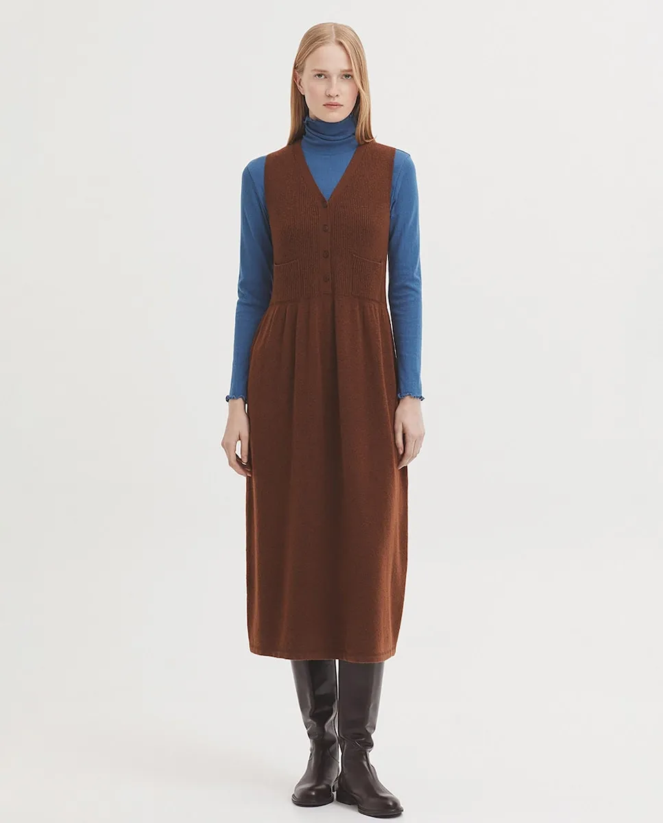 

Миди-платье с V-образным вырезом Nice Things, коричневый