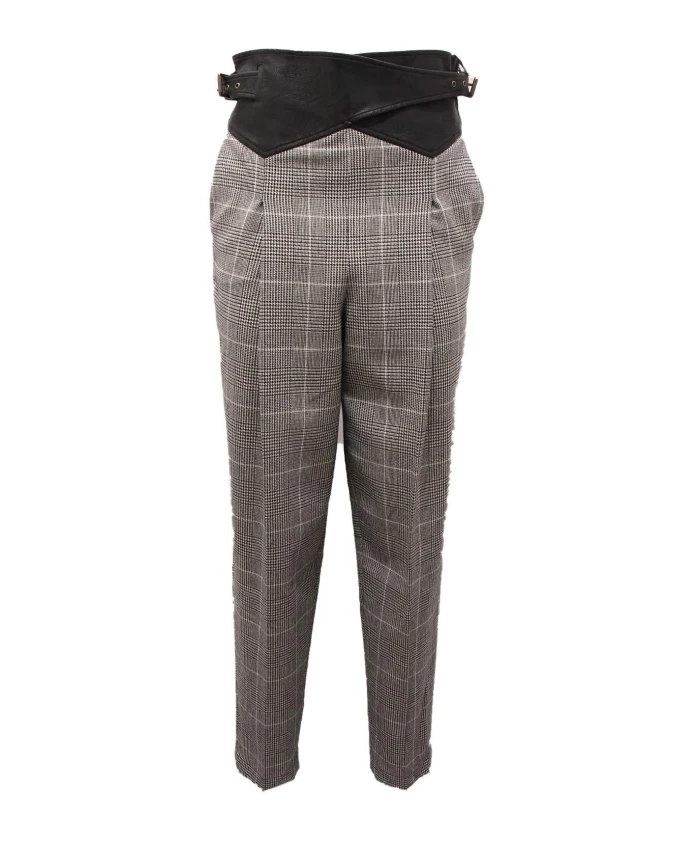 

Клетчатые брюки из смесовой шерсти Twinset, черный