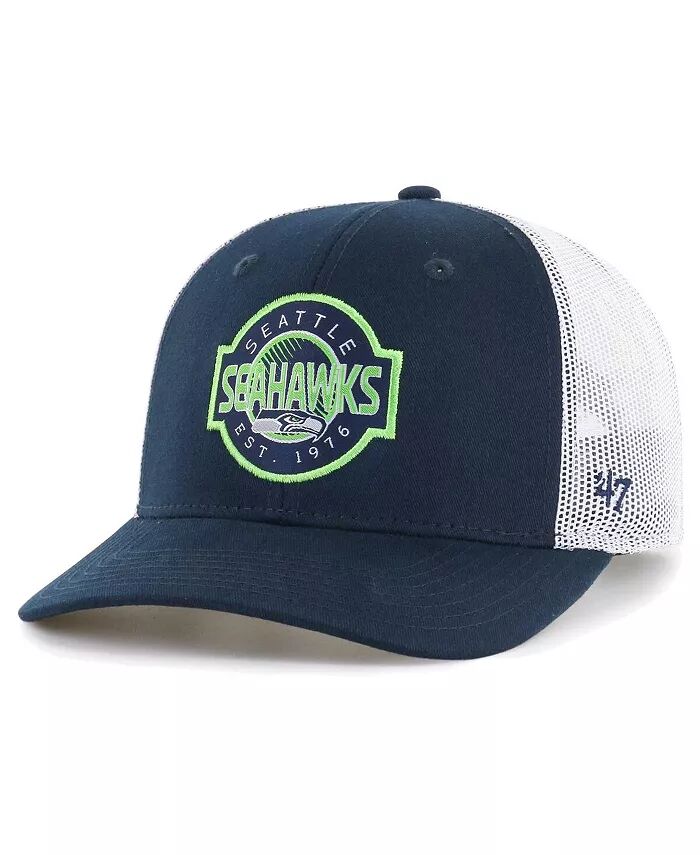 

Темно-синяя, белая регулируемая кепка Big Boys Seattle Seahawks Scramble Trucker '47 Brand, синий