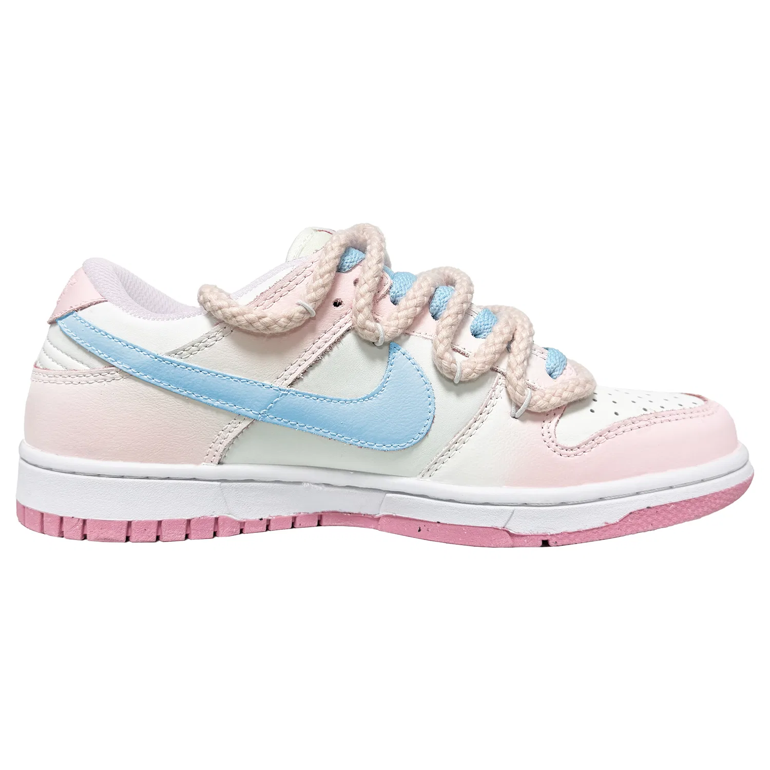 Кроссовки для скейтбординга Dunk Floral Ages cushioning abrasion resistant slip resistant low top синий розовый подростковые Nike, Blue Pink — фото 3