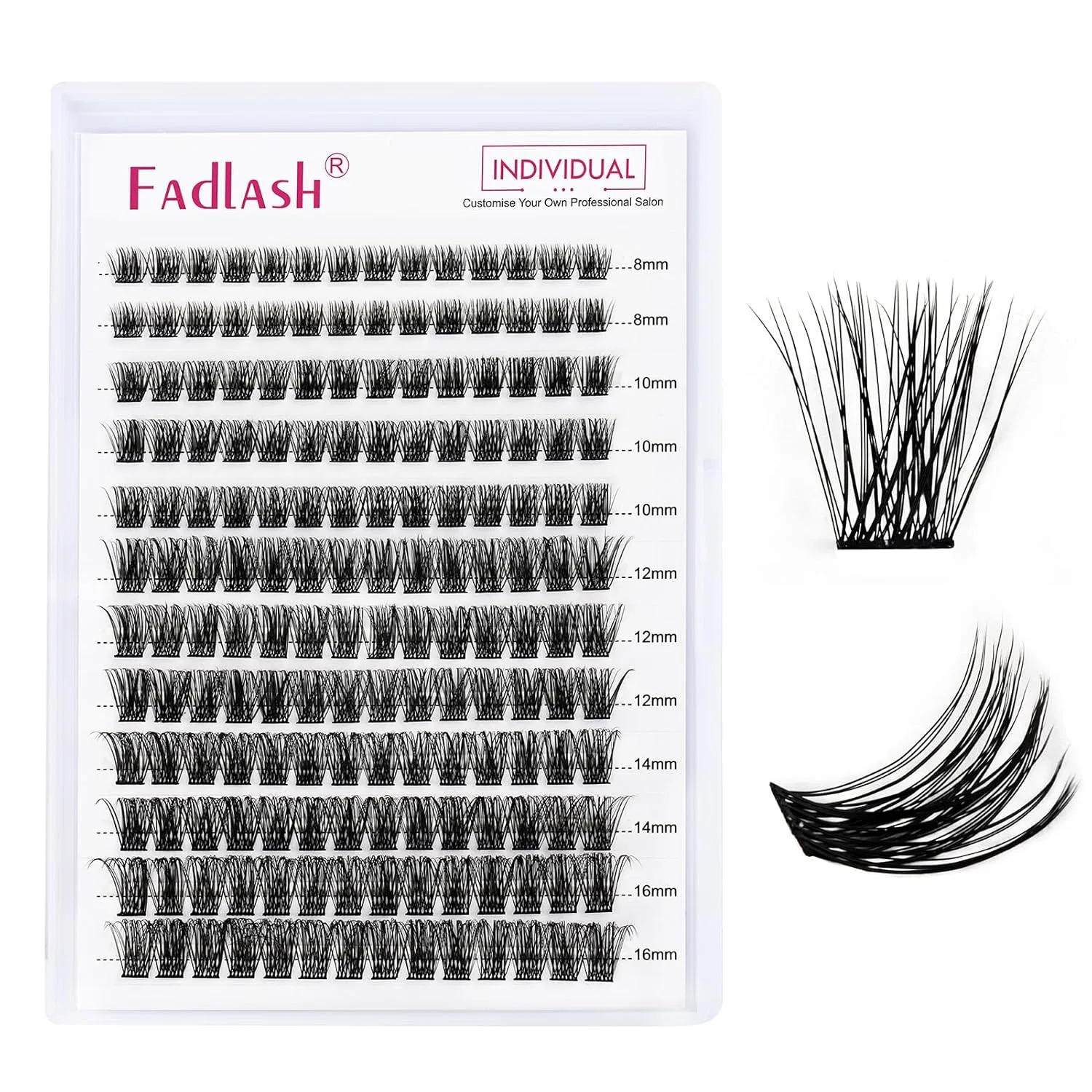 Пучковые ресницы Fadlash для домашнего наращивания, изгиб D, 0.07 мм, микс 8-16 мм Fadlash — фото 2