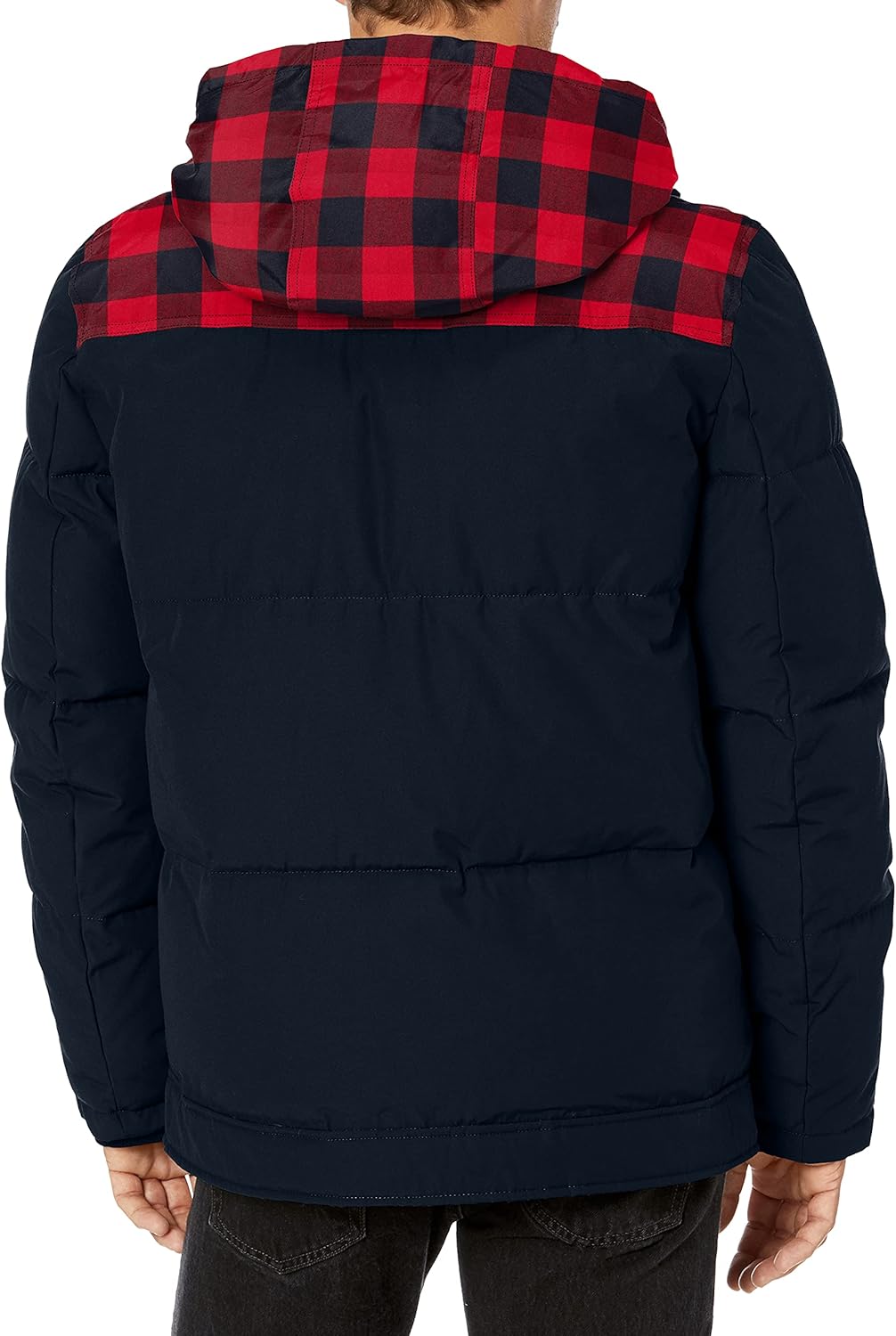 Мужская куртка Levi's Heavyweight средней длины с капюшоном в стиле милитари, Red Buffalo Plaid/Navy — фото 2