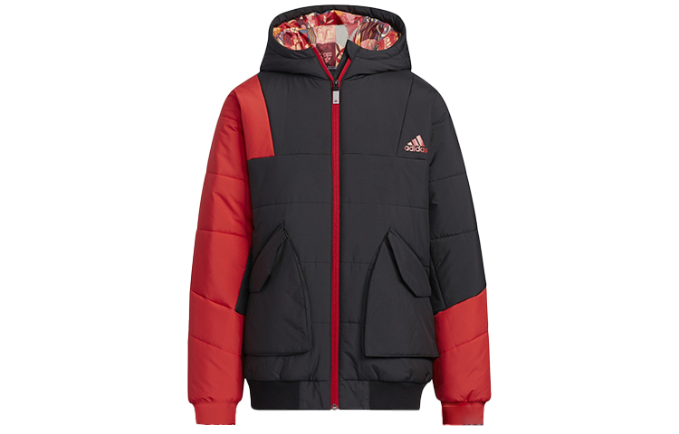 Утепленная куртка светло-алого цвета детская Adidas — фото 2