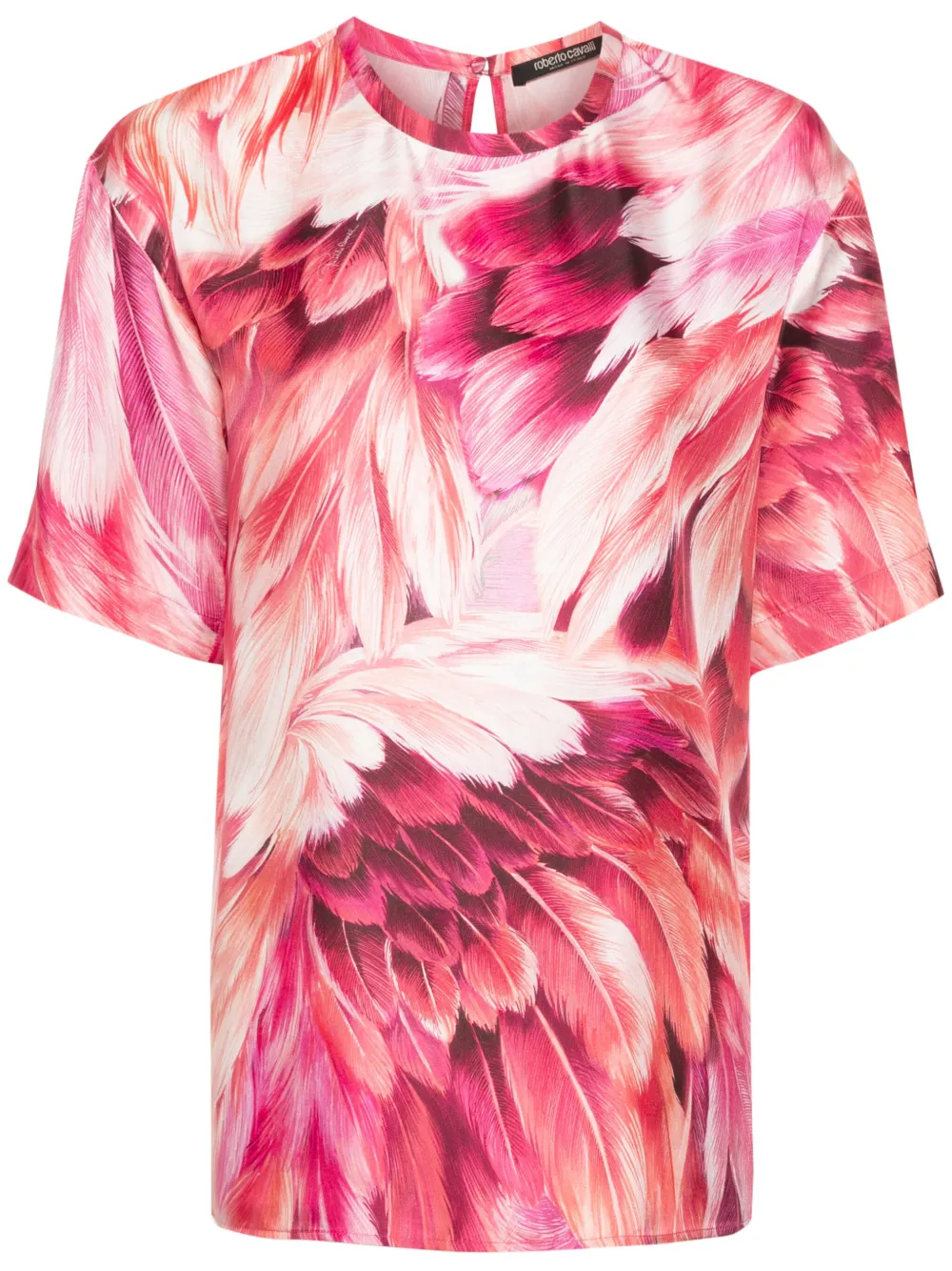 

Шелковая футболка с принтом Roberto Cavalli, розовый