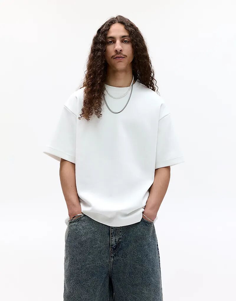 

Базовая толстовка Pull&Bear с короткими рукавами цвета «кремовый»