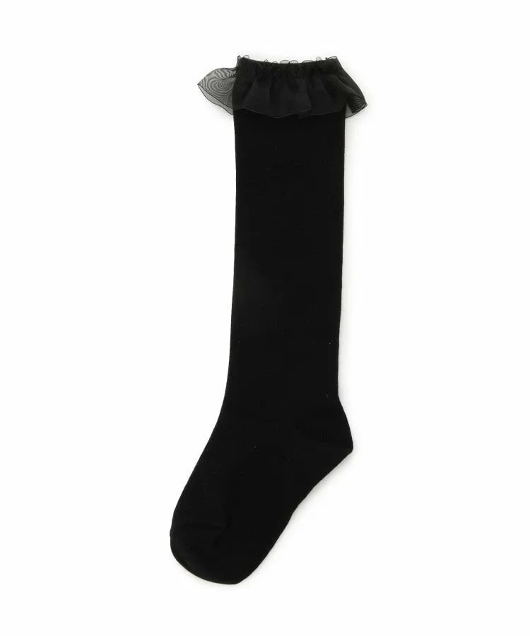 Кружевные носки из органзы до колен Shoo・La・Rue, Black (019)
