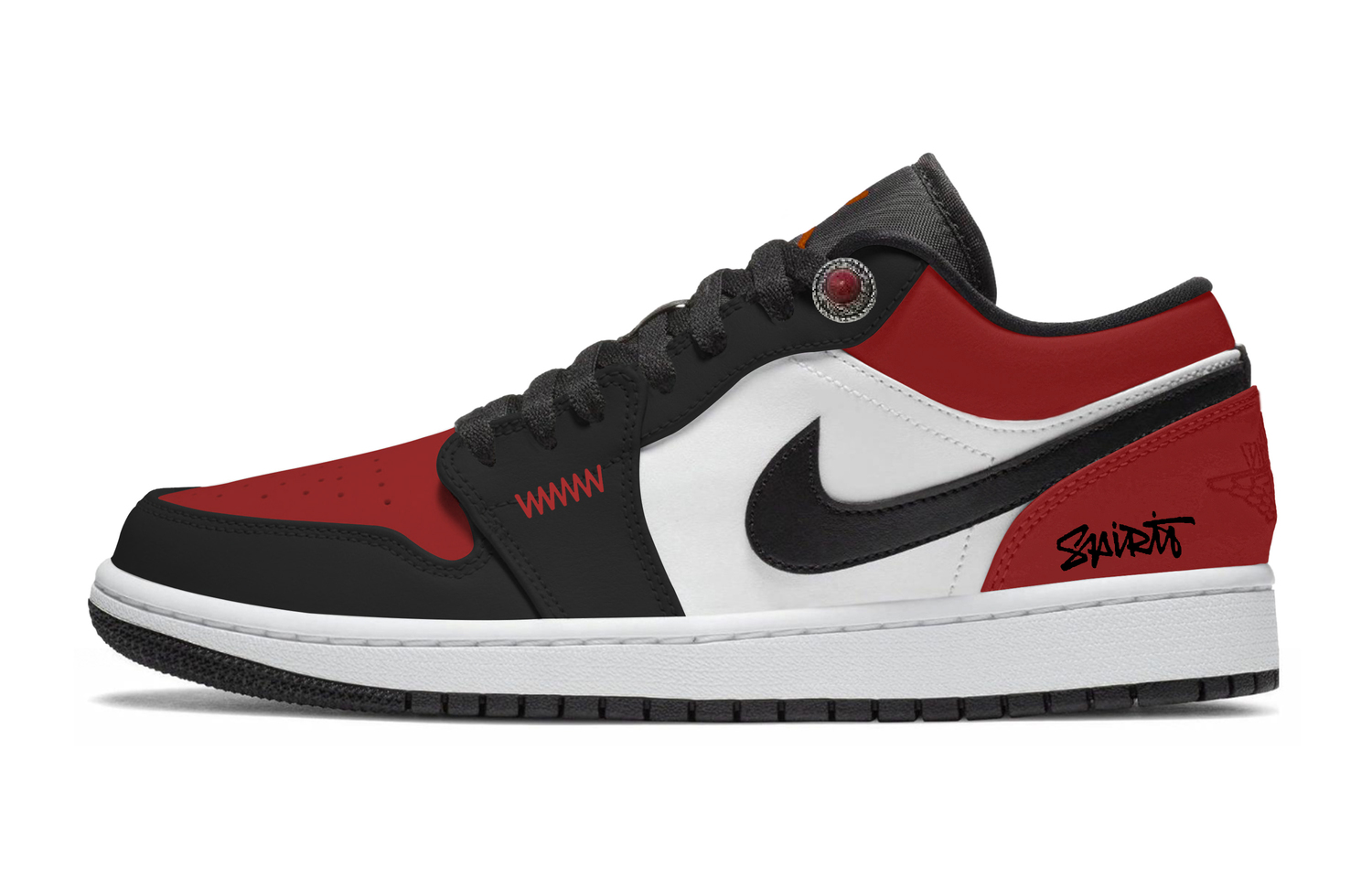Jordan Air 1 Abrasion Resistant Low top Vintage Basketball Shoes мужские черно-красные — фото 3