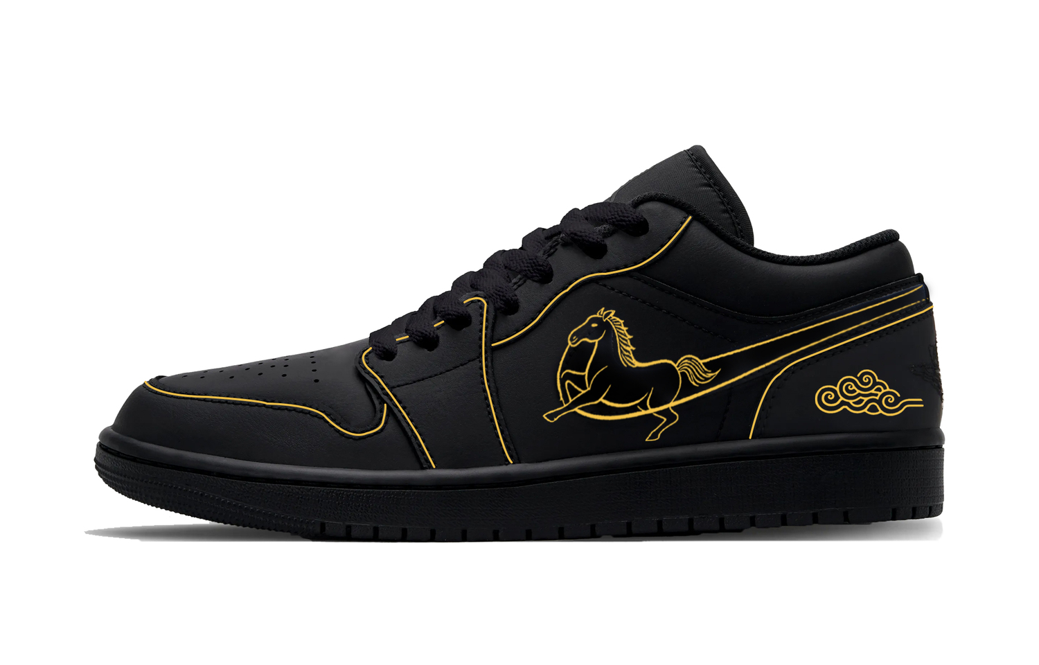 

Jordan Кроссовки Air 1 Golden Horse Leaping Low top Vintage Basketball Shoes Unisex Black Gold