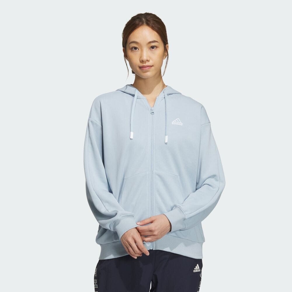 

Парка Adidas Warding loose fit fleece full zip hoodie, цвет Wonder Blue