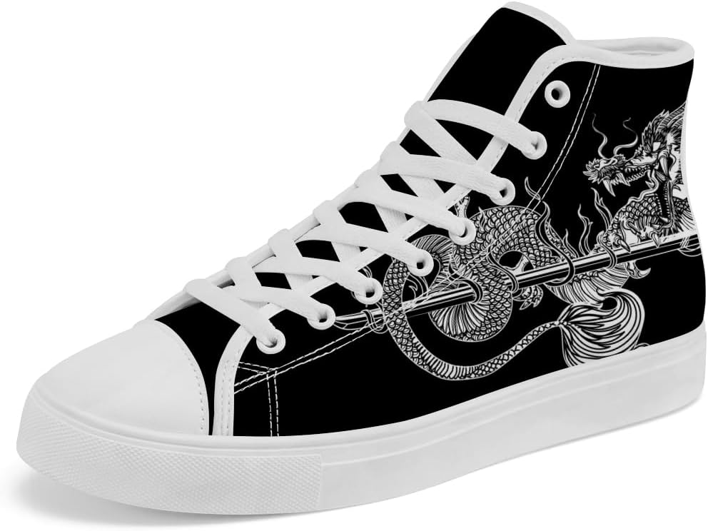 

Кеды на высокой подошве Dragon из холща, высокие кроссовки с шнуровкой, повседневная обувь для мужчин и женщин Chebing, белый/черный