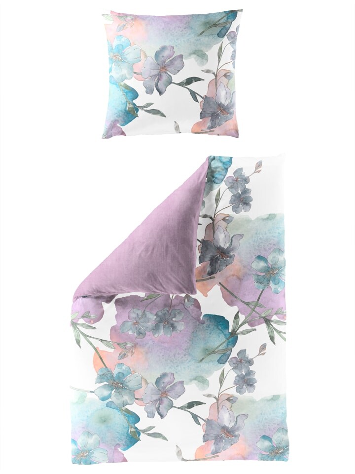 

Постельное белье Traumschloss Mako Satin Digitaldruck 5255_70 Blumen Aquarell Optik, красочный